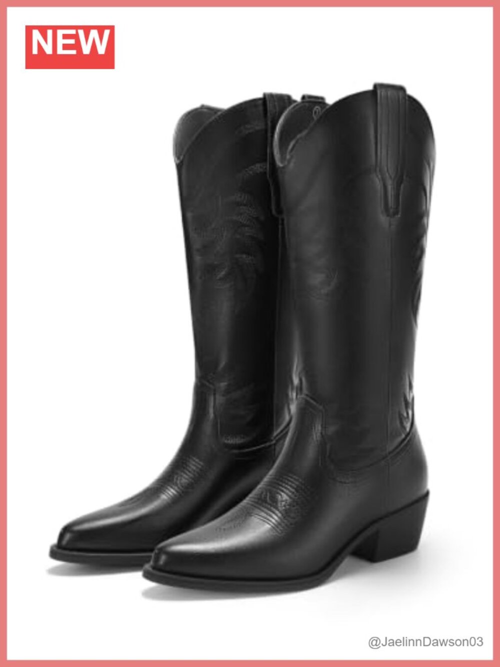 Women's Embroidered Western Cowboy Boots Faux Leather Mid Calf